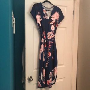 NWT Belted Floral Midi Dress